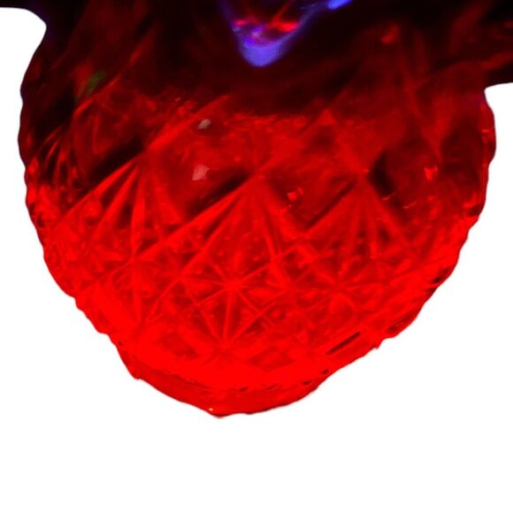 Fenton Art Glass Diamond Star Pattern Ruby Red Amberina Bowl Vase Ruffled Edge - Picture 8 of 12